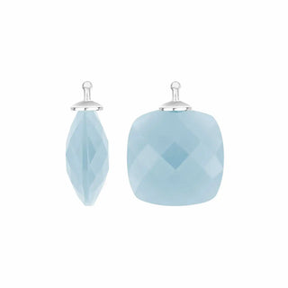 Einhänger Quarz-Glas Quadrat Hellblau 925/- rh
