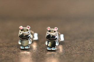 Ohrstecker 925/- Nilpferd Lack