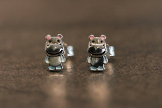 Ohrstecker 925/- Nilpferd Lack