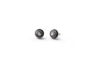 Ohrstecker Carbon & Aluminium mit Brillanten – 0,14 ct TW/si, 950/- Platin